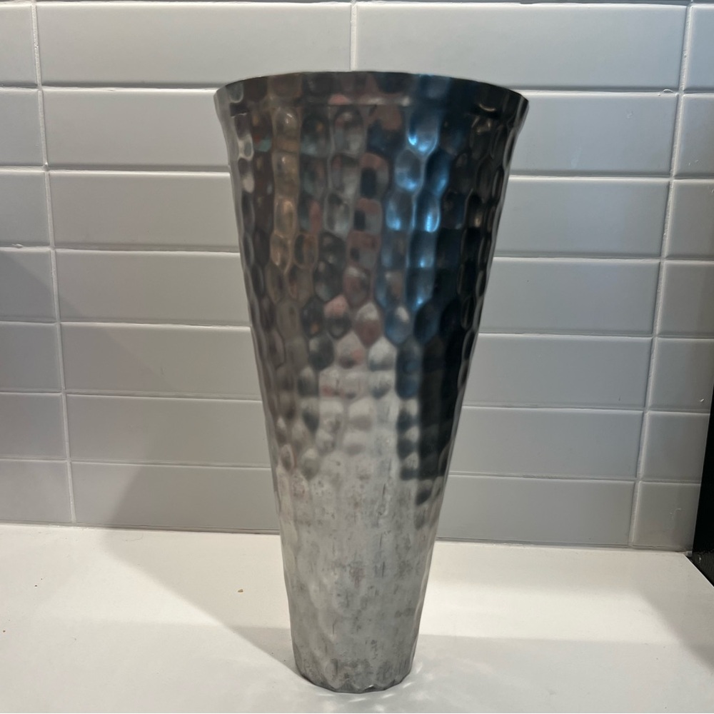 CB2 Elegant Silver Hammered Vase